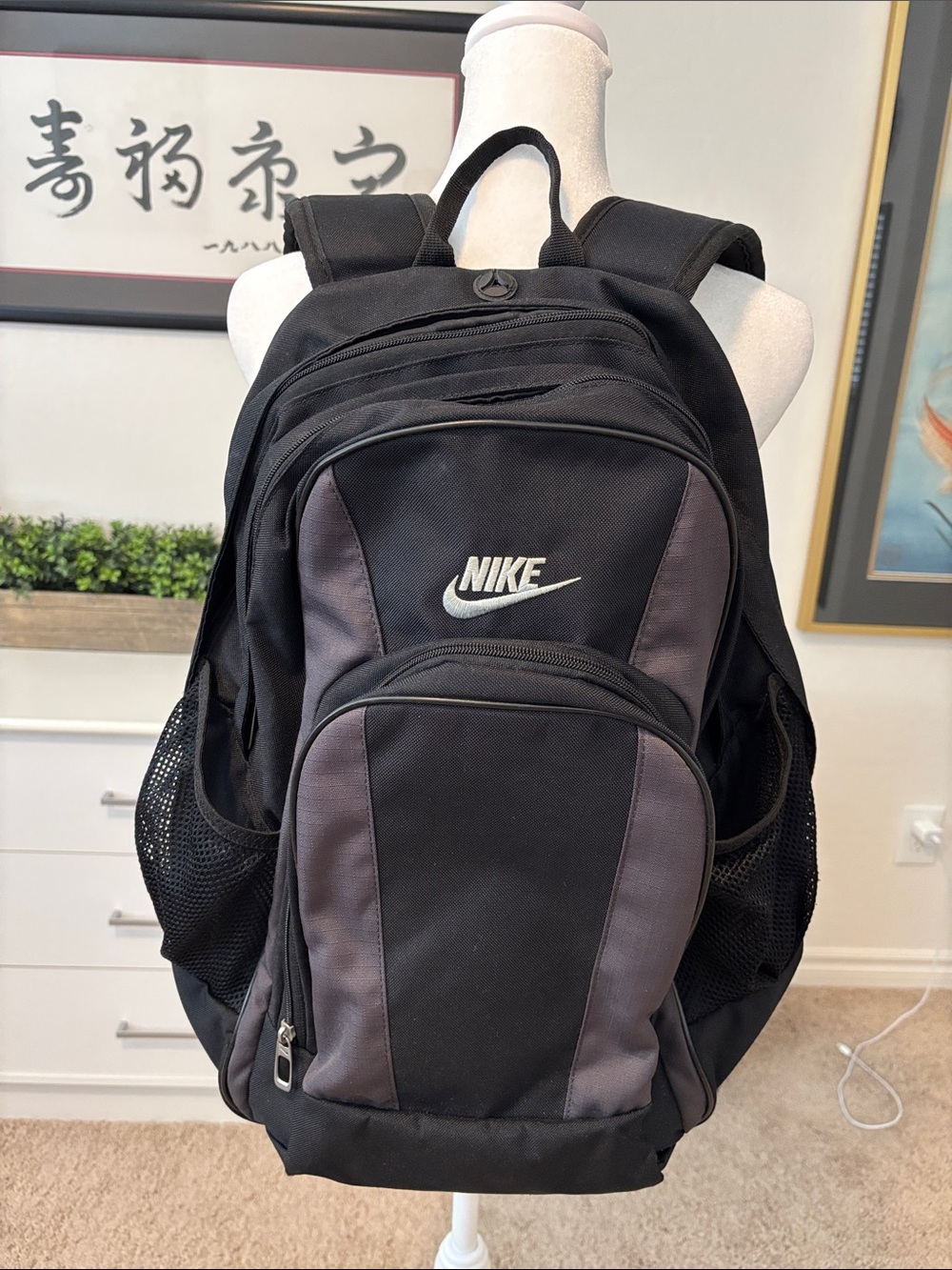 Nike Men's Black and Gray Two-Tone Backpack
